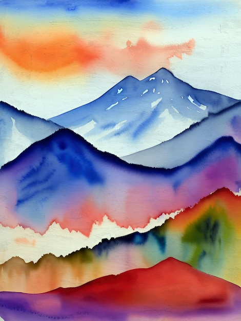 Foto aquarell berge malerei zeitgenössische kunst mid century modern design