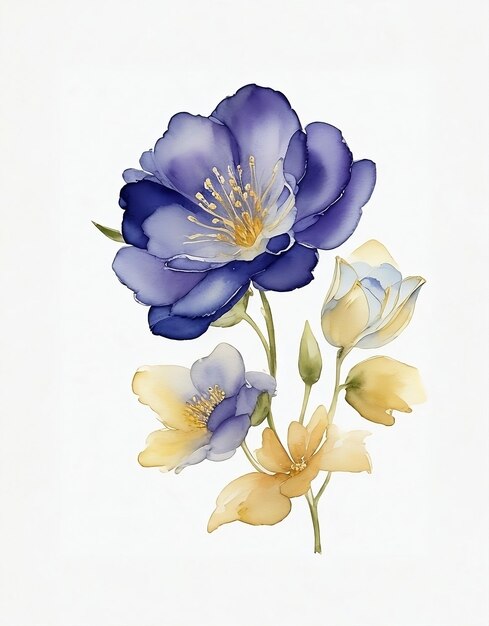 Foto aquarell-blaue blumen-illustration