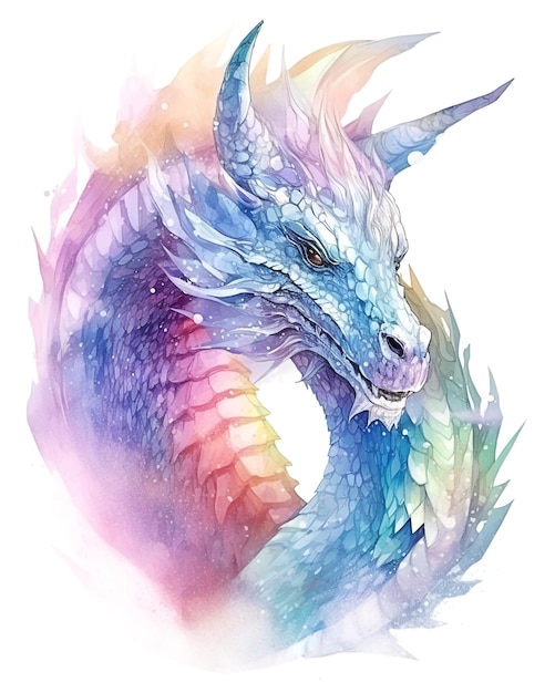 Aquarell blauer Drache Symbol des neuen Jahres 2024 isoliert