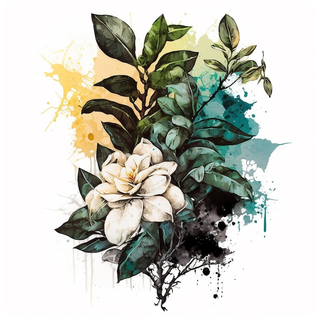 Aquarell-Blumen-abstrakter Blumenentwurfs-weißer Hintergrund Auch im corel abgehobenen Betrag