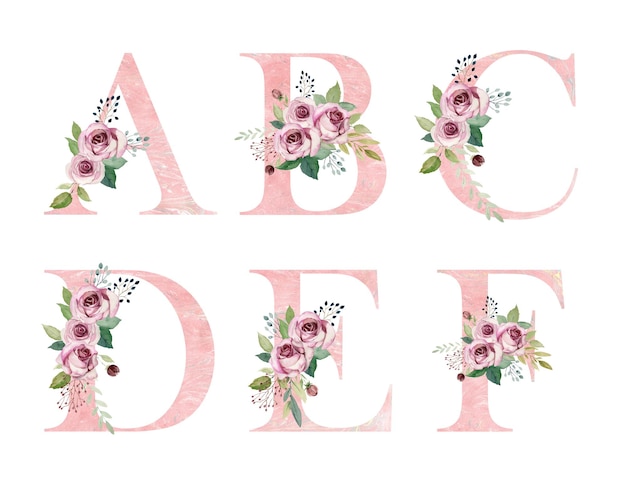 Aquarell Blumen Alphabet