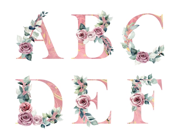 Aquarell Blumen Alphabet