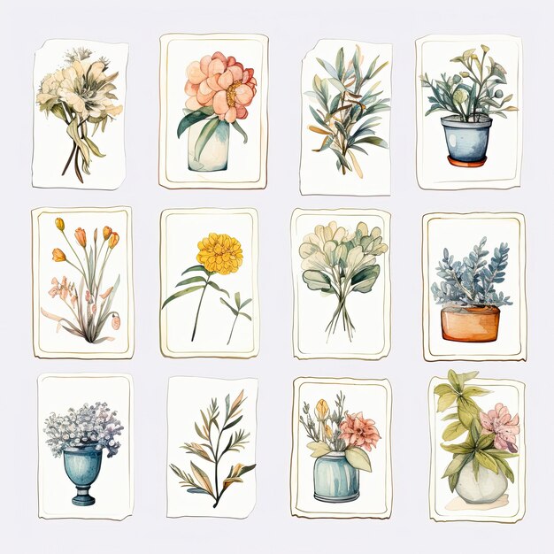 Foto aquarell-blumen-clipart-set