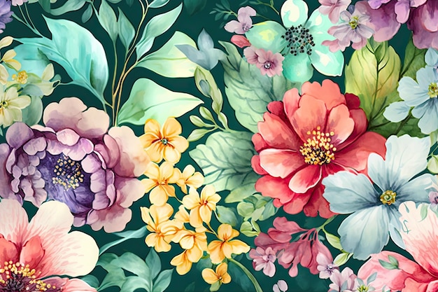 Aquarell-Blumen-Hintergrund-Illustration AI GenerativexA