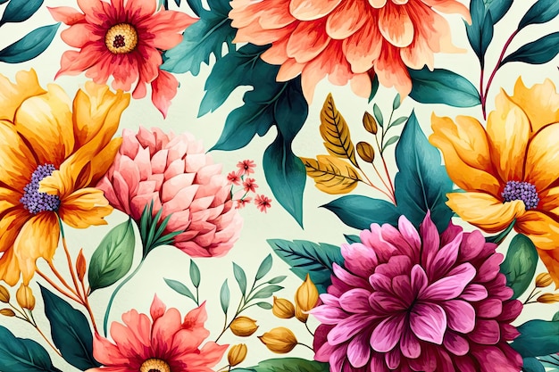 Aquarell-Blumen-Hintergrund-Illustration Generative AIxD