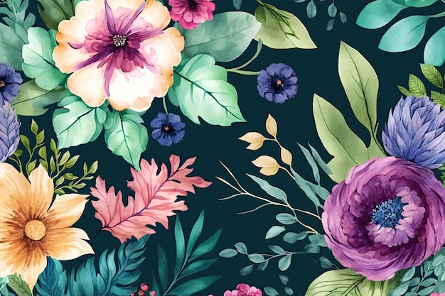 Aquarell-Blumen-Hintergrund-Illustration Generative AIxD