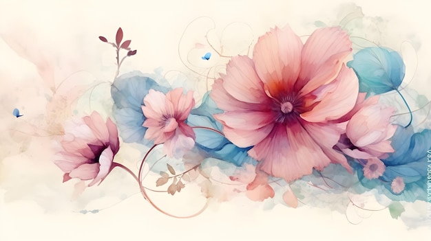 Aquarell-Blumen-Hintergrund mit Mohn Handgezeichneter Illustration