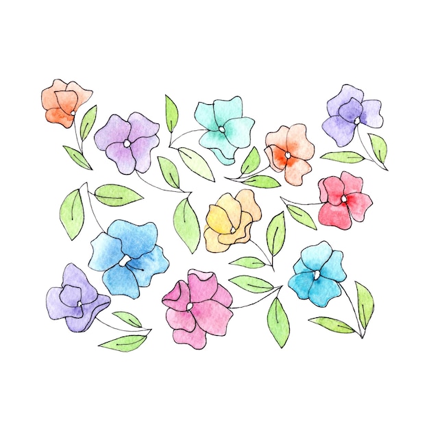 Aquarell Blumen Sommerblumenstrauß Handgemalte Grußkarte Blumenhochzeitseinladungsdesign