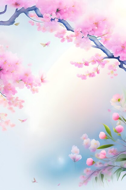 Aquarell Blumenfrühlingshintergrund der Kirschblüte