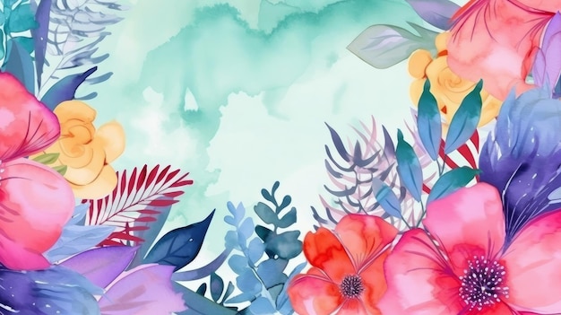 Aquarell Blumenhintergrund Illustration AI GenerativexA