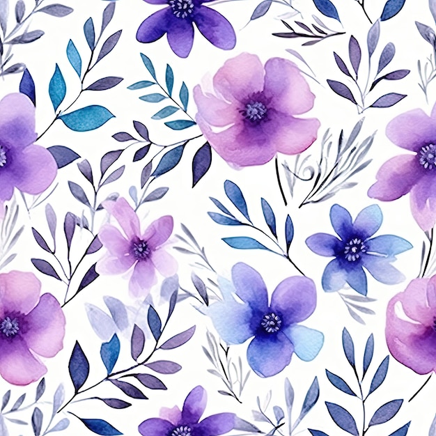 Aquarell-Blumenmuster Illustration AI GenerativexA