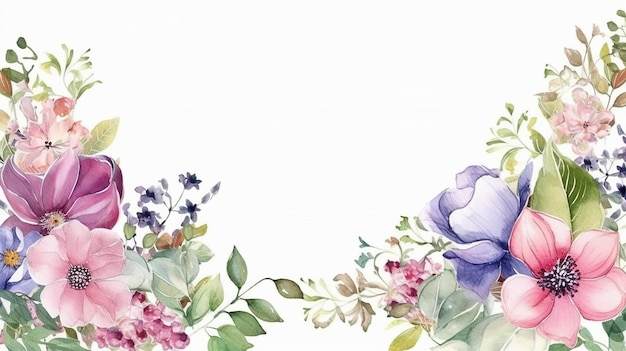 Aquarell-Blumenrahmen, Mehrzweck-Hintergrund, generative KI