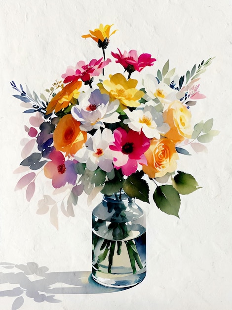 Aquarell-Blumenstrauß-Malerei künstlerische Illustration