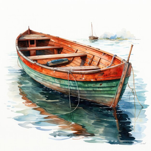 Aquarell-Boot-Clipart-Illustration Generativ Ai