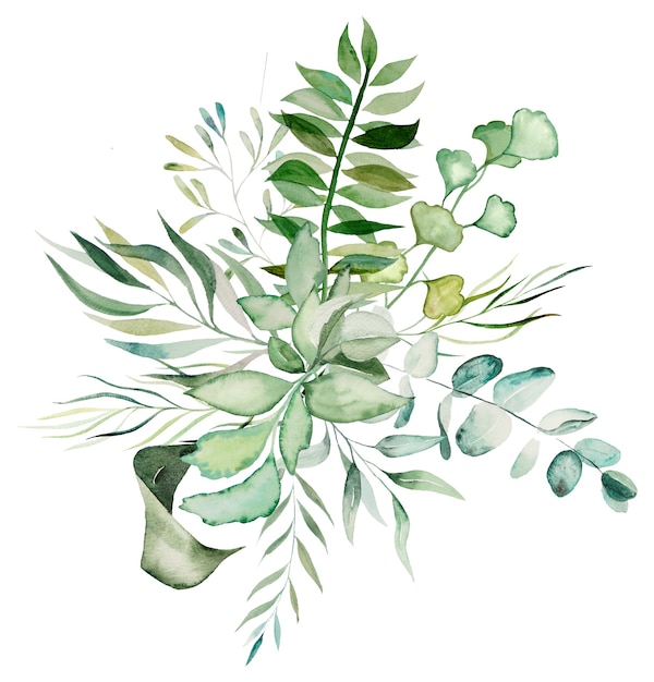 Aquarell botanische Blätterstraußillustration lokalisiert