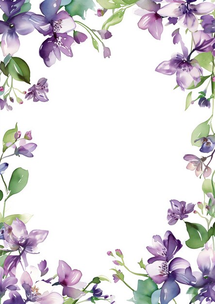 Aquarell botanische Blumen Rahmen Hintergrund mit freiem Platz für Einladung Hochzeitskarte ai generiert