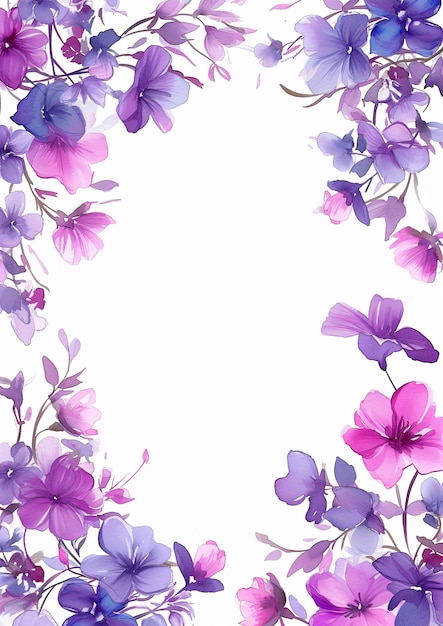 Aquarell botanische Blumen Rahmen Hintergrund mit freiem Platz für Einladung Hochzeitskarte ai generiert