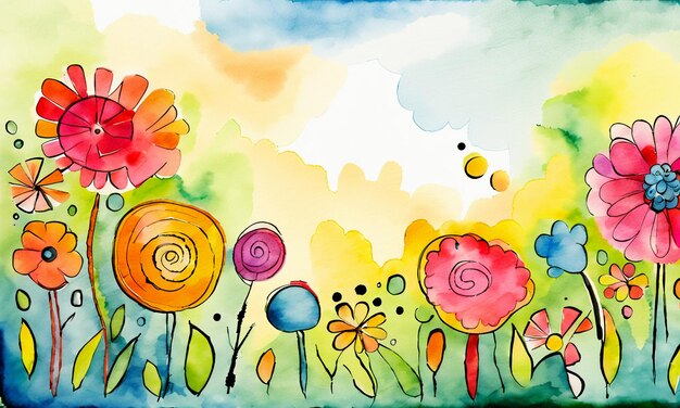 Aquarell bunte abstrakte Malerei Illustration Cartoon-Stil Tapete Hintergrunddesign