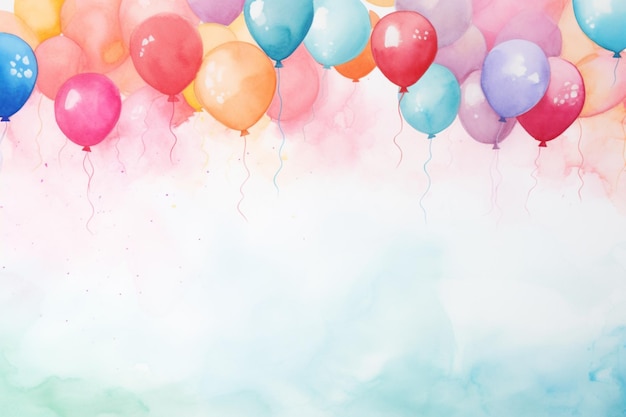 Aquarell bunte Luftballons Hintergrund AI generiert