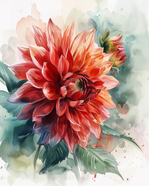 Aquarell Dahila Blume