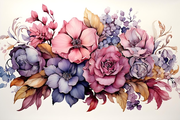 Aquarell dekorativ mit Blumen verziert