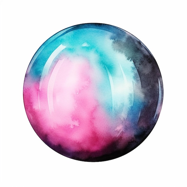 Aquarell des schwarzen Wahrsageballs