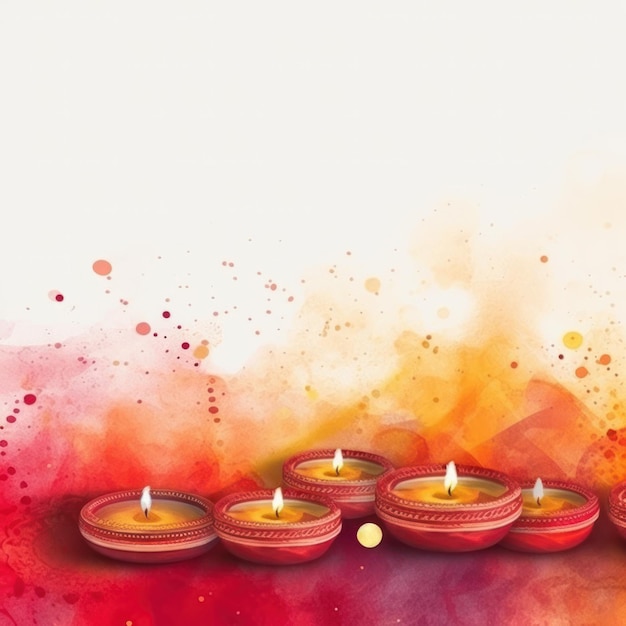 Aquarell Diwali Grußkarten Banner Mockup Hindu Feiertage Generative KI