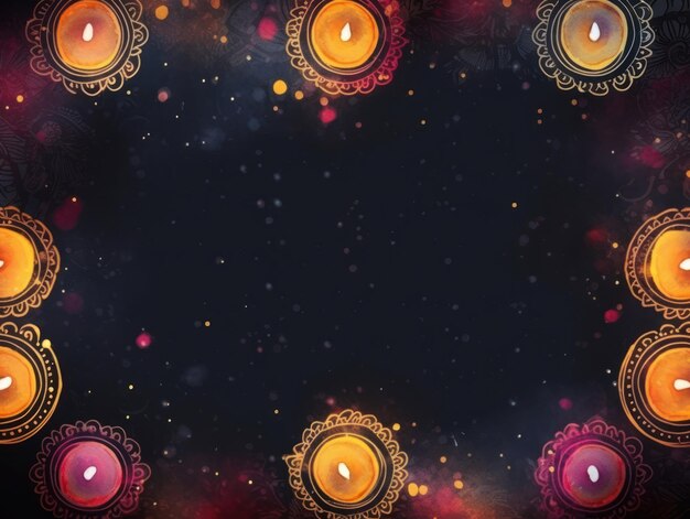 Aquarell Diwali Grußkarten Banner Mockup Hindu Feiertage Generative KI