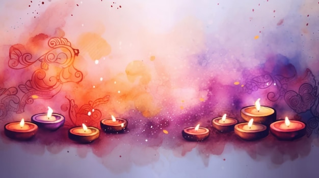 Aquarell Diwali Grußkarten Banner Mockup Hindu Feiertage Generative KI