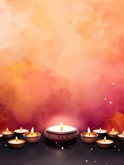 Aquarell Diwali Grußkarten Banner Mockup Hindu Feiertage Generative KI