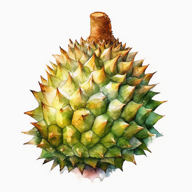 Aquarell Durian Clipart weißer Hintergrund