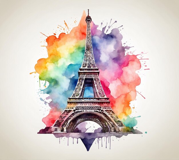 Aquarell Eiffelturm Paris Frankreich Handgezeichnete Vektorillustration