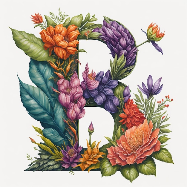 Aquarell Eine Blume des Alphabets B