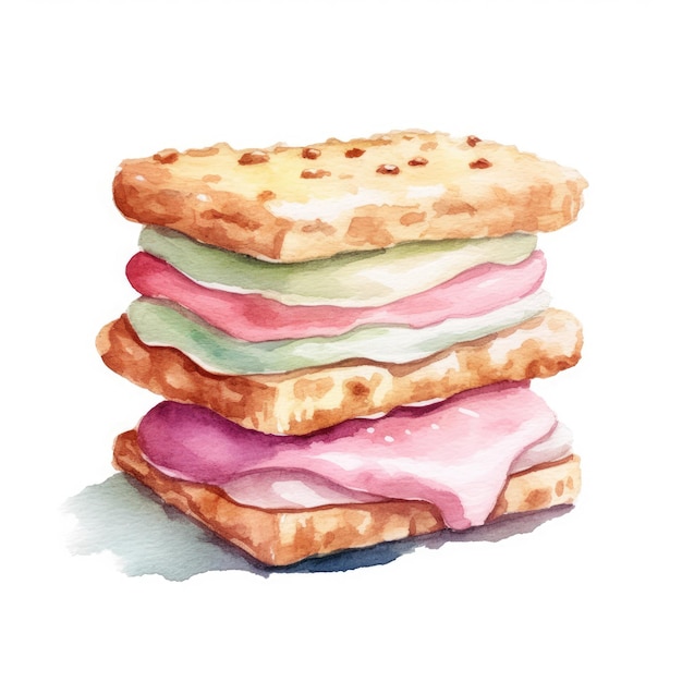 Aquarell eines Eiscremesandwichs