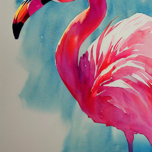 Aquarell eines Flamingo-Tierhandzeichnen-Aquarells