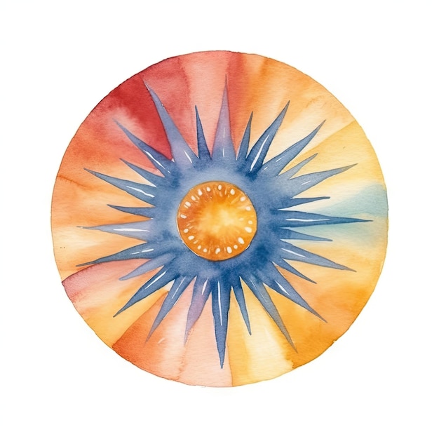 Aquarell eines kreisförmigen Designs mit der Sonnenwende
