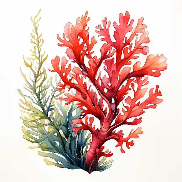 Aquarell einzelne Rotsee Kelp Clipart