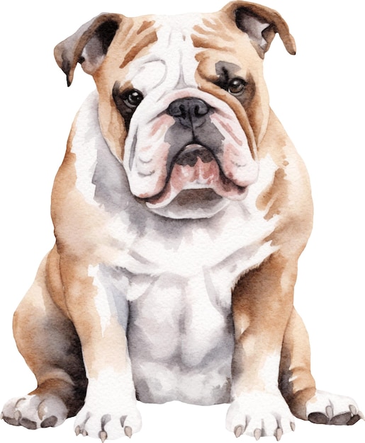 Aquarell englische Bulldogge isoliert auf weiß