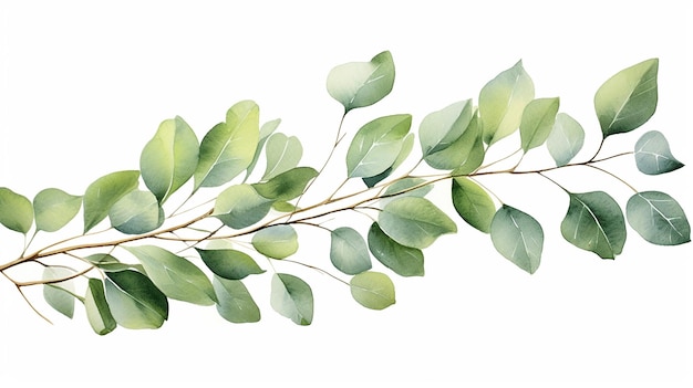 Aquarell Eukalyptusblattzweig Floristische Designelemente für die Floristik Pflanzen gemaltem Hintergrund.