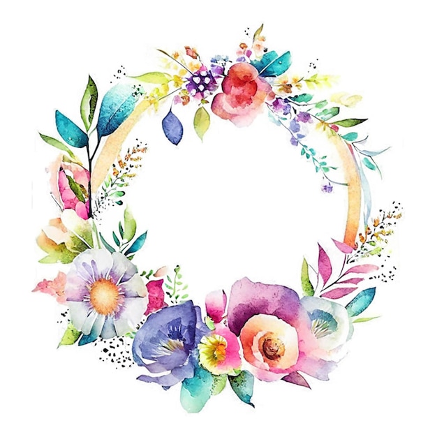 Aquarell farbenfrohes Blumen-Boho-Rahmendesign