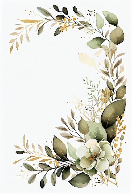 Aquarell floraler Illustrationsrahmenhintergrund mit leerem Raum Generative KI