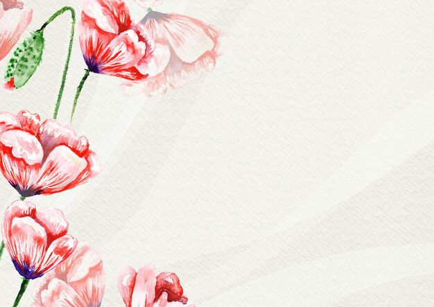 Aquarell floraler romantischer Hintergrund mit leerem Raum auf strukturiertem Papier