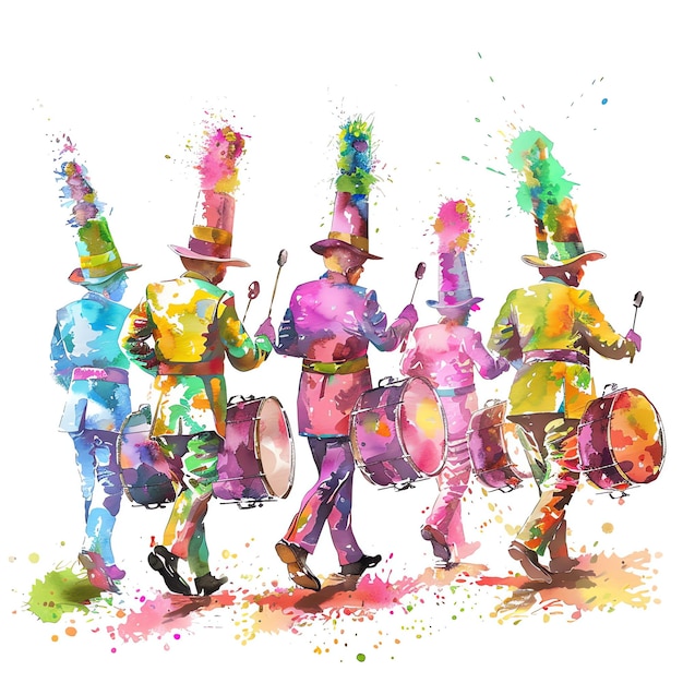 Foto aquarell für die osterparade-marschband zur osterzeit