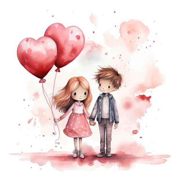 Aquarell für ein verliebtes Paar romantische Valentinstagskarten