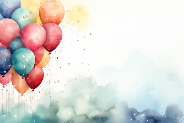 Foto aquarell-geburtstagshintergrund mit ballons