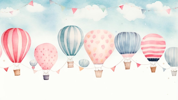 Aquarell-Geburtstagskarte mit Luftballons