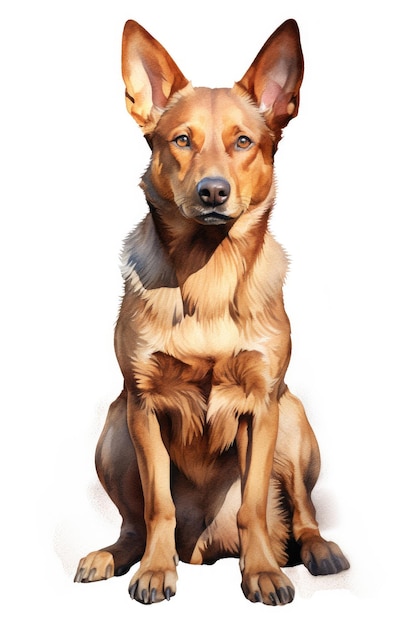 Aquarell gemalter süßer Hund im realistischen Stil isoliert auf weißem AI-generiertem Hintergrund, Buchillustration