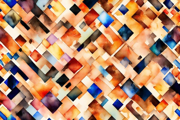 Foto aquarell geometrisches nahtloses muster handgemalter abstrakter hintergrund mehrfarbiges mosaik