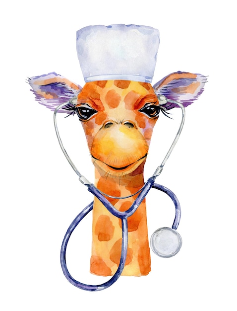 Aquarell Giraffe Arzt