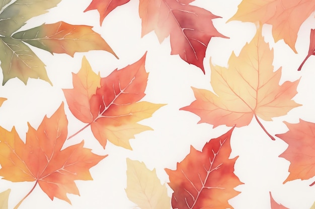 Aquarell-Grafik  Herbstblätter auf weißem Hintergrund